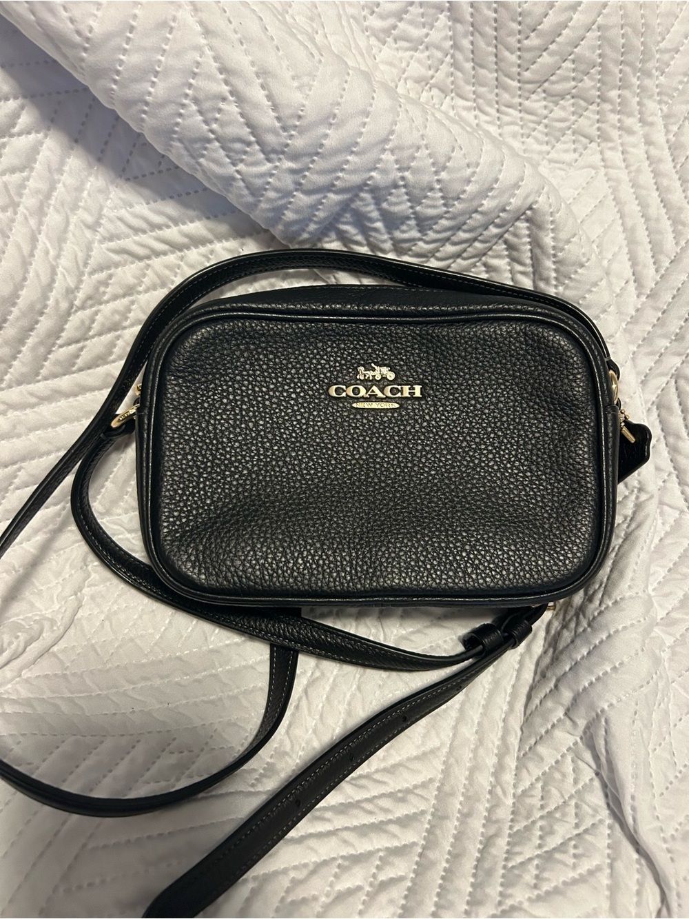 Coach Black Pebbled Leather Crossbody Camera Bag CQ875